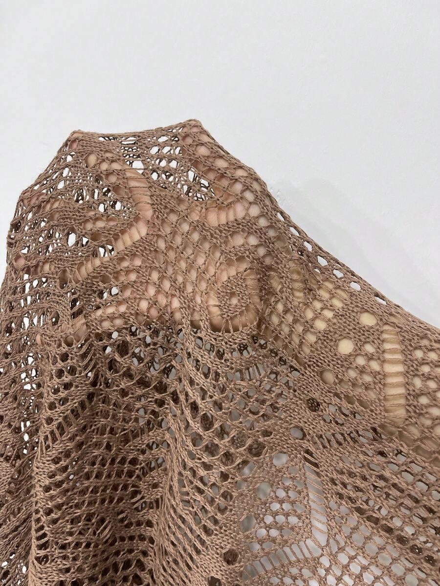 Swim Vcay escavar fenda na coxa crochê Cami Vestido de cobertura