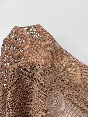 Swim Vcay escavar fenda na coxa crochê Cami Vestido de cobertura
