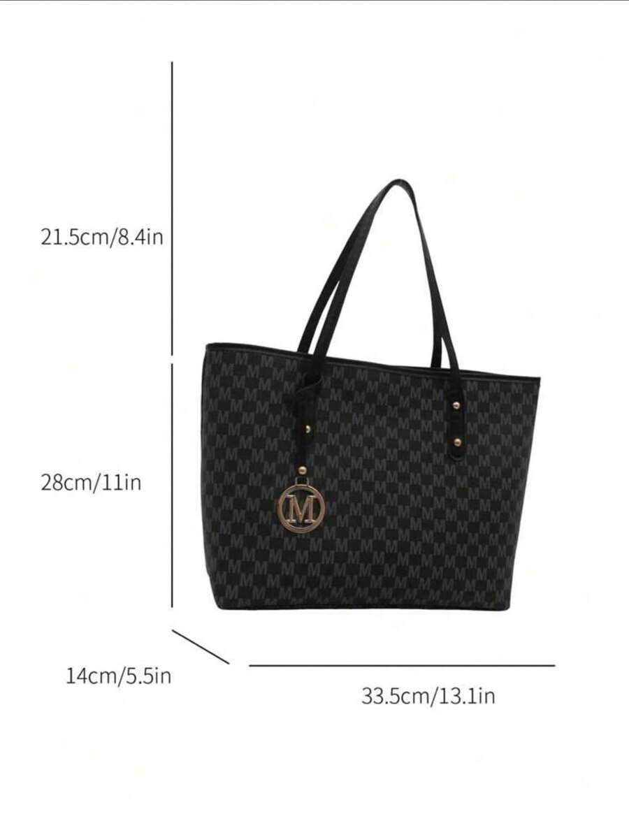 Grande capacidade simples e versátil bolsa tote impressa com decoração de rebites para mulheres bolsa tote com estampa de flores retrô bolsa de ombro de grande capacidade bolsa de mão diária da moda para mulheres, novidade no outono/inverno bolsa tote de