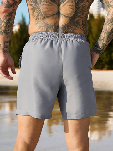 Manfinity Swimmode Homens Cintura Com Cordão Bolso Inclinado Short De Banho