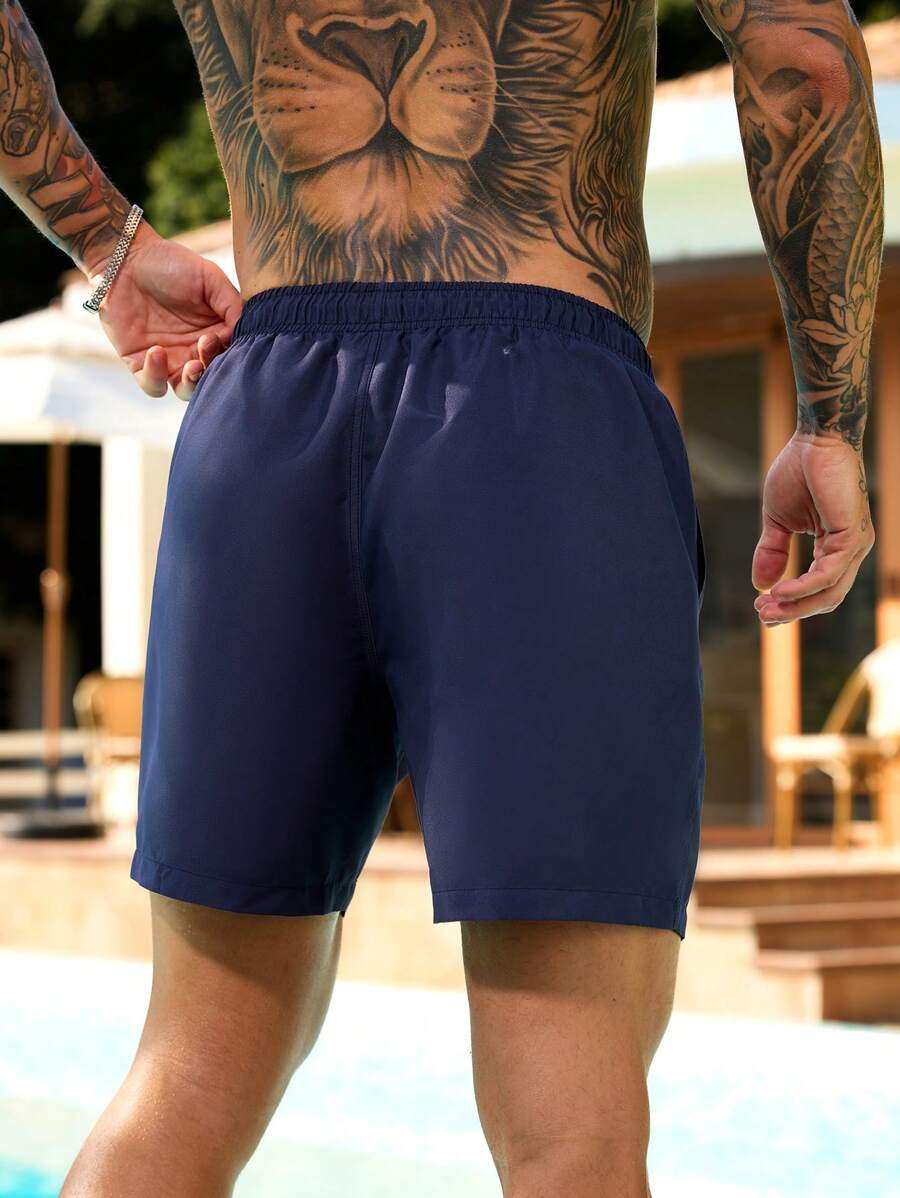 Manfinity Swimmode Homens Cintura Com Cordão Bolso Inclinado Short De Banho
