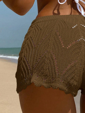 Swim Vcay SHEIN X Hangout Fest Shorts cobertura escavar cintura com cordão
