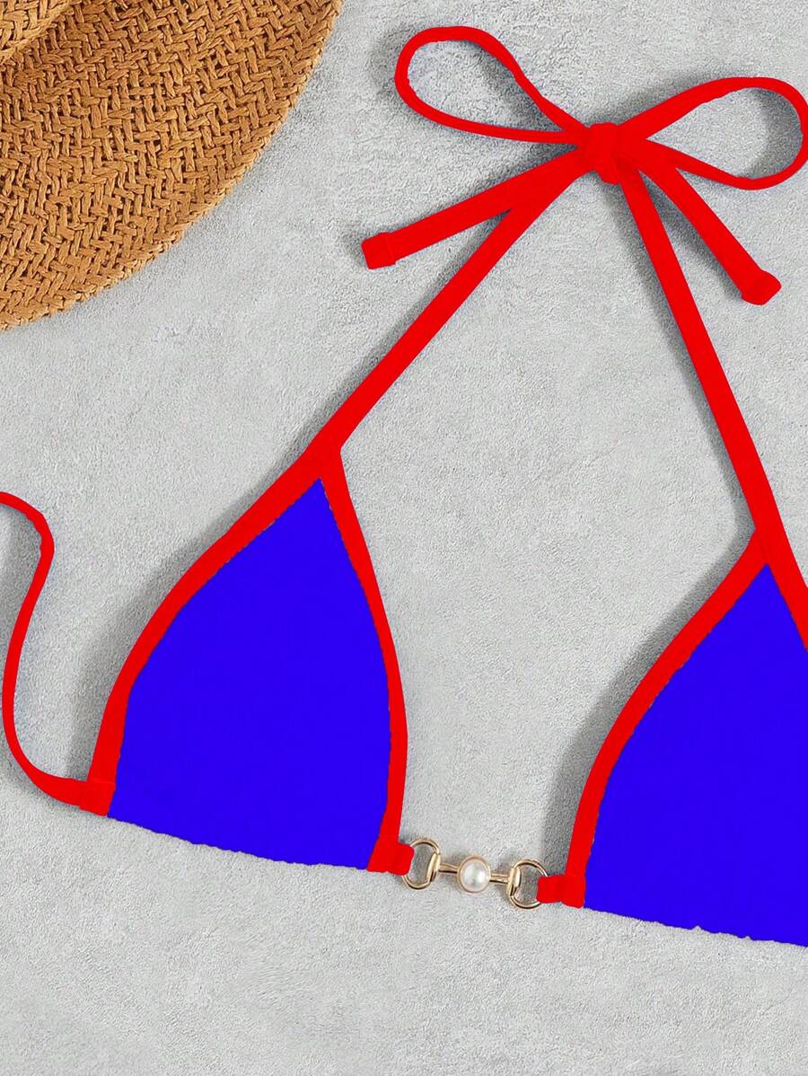 Swim Vcay Conjunto de biquíni feminino com alças cruzadas para férias na praia, corte atrevido no verão