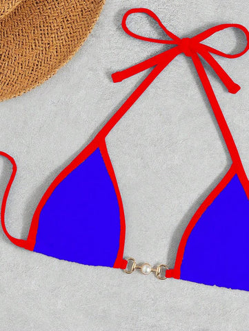 Swim Vcay Conjunto de biquíni feminino com alças cruzadas para férias na praia, corte atrevido no verão