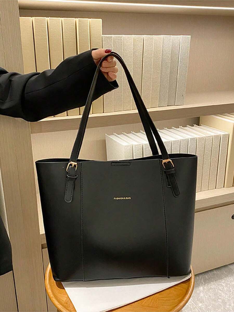 Bolsa de ombro com design elegante e de grande capacidade, cor sólida, nova bolsa de ombro com grande capacidade para outono/inverno