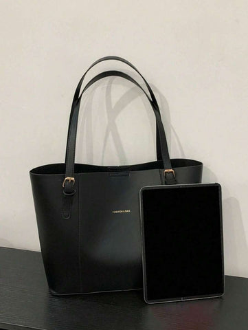 Bolsa de ombro com design elegante e de grande capacidade, cor sólida, nova bolsa de ombro com grande capacidade para outono/inverno