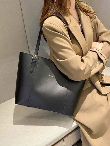Bolsa de ombro com design elegante e de grande capacidade, cor sólida, nova bolsa de ombro com grande capacidade para outono/inverno