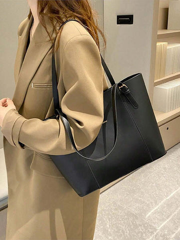 Bolsa de ombro com design elegante e de grande capacidade, cor sólida, nova bolsa de ombro com grande capacidade para outono/inverno
