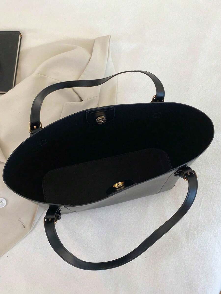 Bolsa de ombro com design elegante e de grande capacidade, cor sólida, nova bolsa de ombro com grande capacidade para outono/inverno