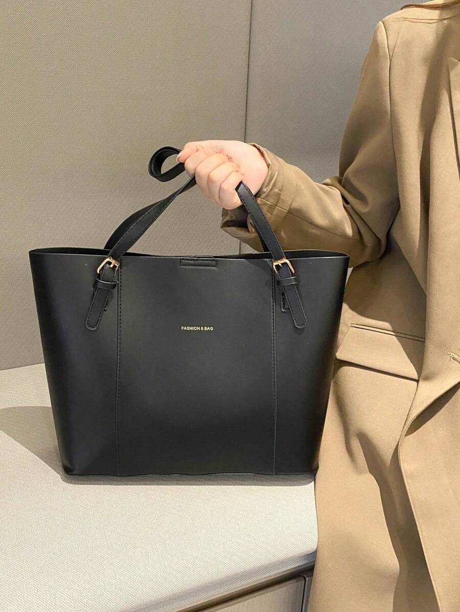 Bolsa de ombro com design elegante e de grande capacidade, cor sólida, nova bolsa de ombro com grande capacidade para outono/inverno