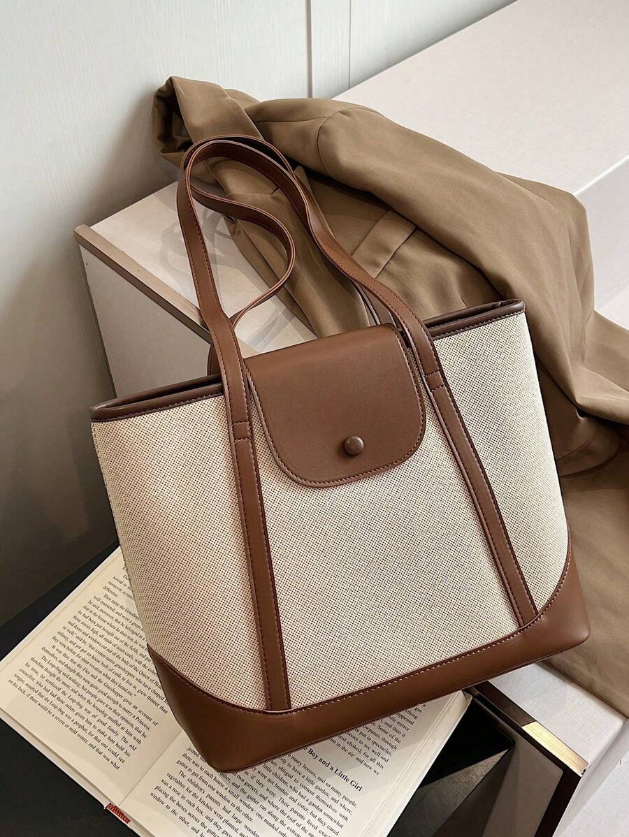 Bolsa de ombro feminina casual com zíper e grande capacidade para uso diário, bolsa de ombro nova no outono/inverno, bolsa tote de grande capacidade