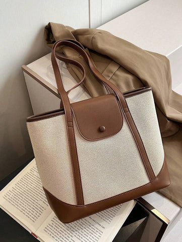 Bolsa de ombro feminina casual com zíper e grande capacidade para uso diário, bolsa de ombro nova no outono/inverno, bolsa tote de grande capacidade