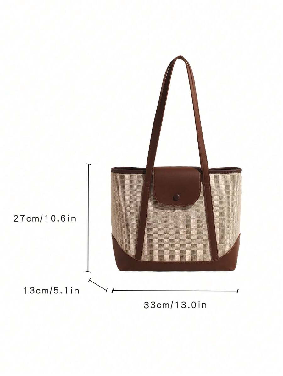 Bolsa de ombro feminina casual com zíper e grande capacidade para uso diário, bolsa de ombro nova no outono/inverno, bolsa tote de grande capacidade