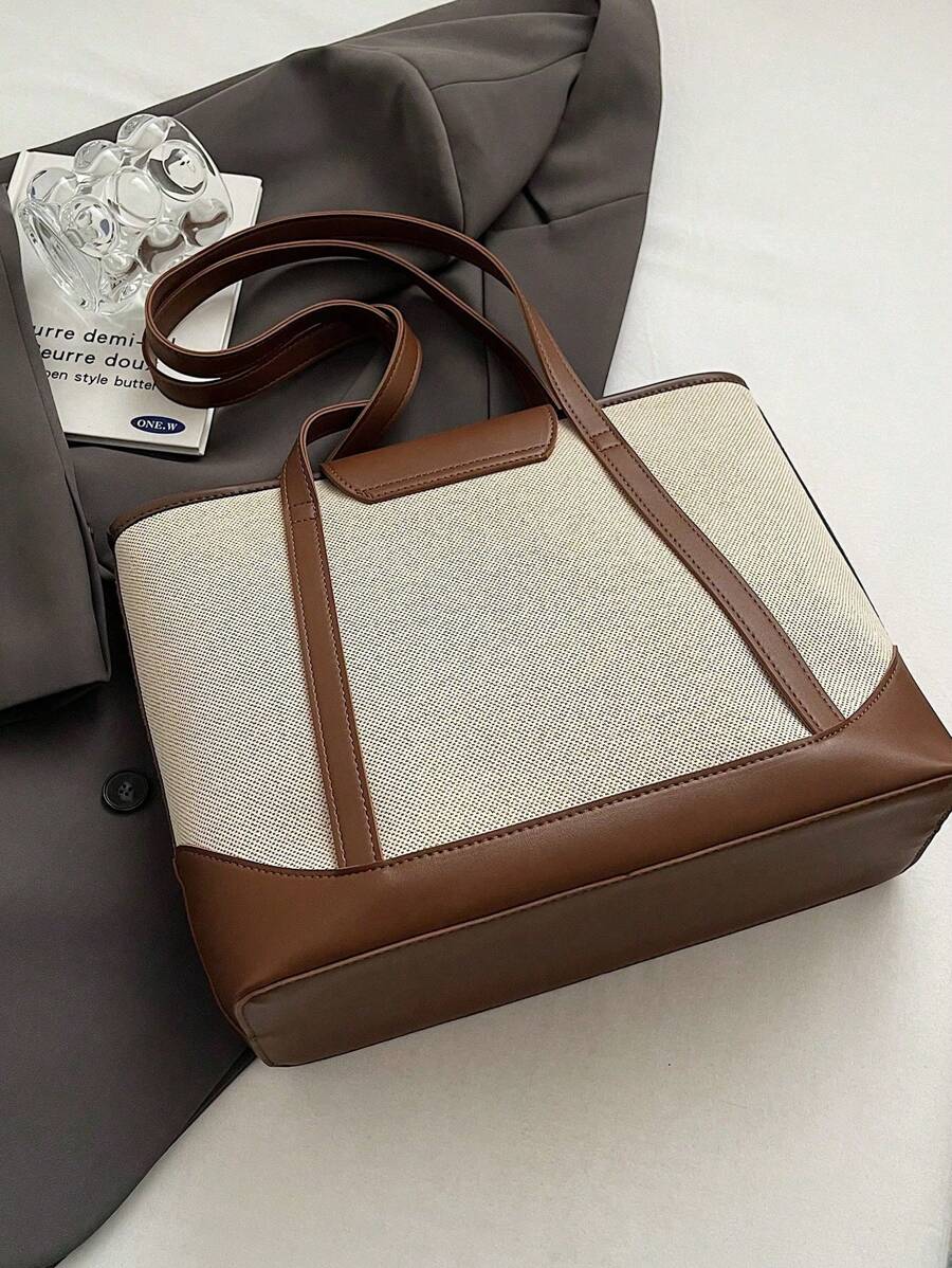 Bolsa de ombro feminina casual com zíper e grande capacidade para uso diário, bolsa de ombro nova no outono/inverno, bolsa tote de grande capacidade