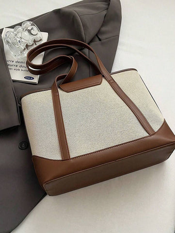 Bolsa de ombro feminina casual com zíper e grande capacidade para uso diário, bolsa de ombro nova no outono/inverno, bolsa tote de grande capacidade