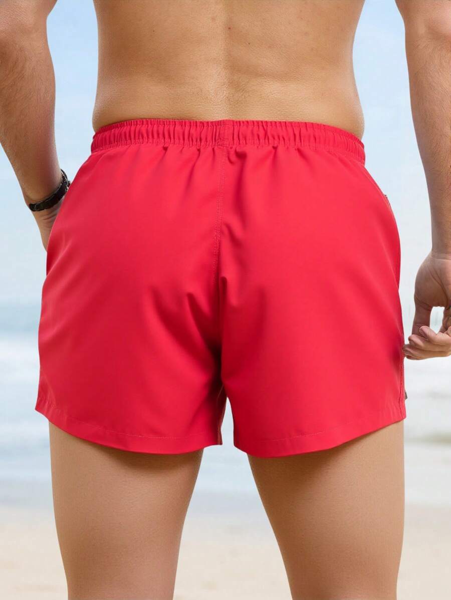 Manfinity Swimmode Homens Cintura Com Cordão Bolso Inclinado Short De Banho