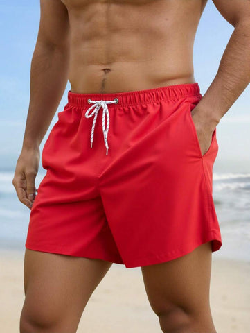 Manfinity Swimmode Homens Cintura Com Cordão Bolso Inclinado Short De Banho