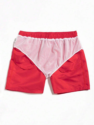 Manfinity Swimmode Homens Cintura Com Cordão Bolso Inclinado Short De Banho