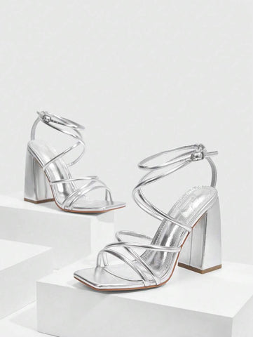 CUCCOO SZL Sapatos femininos com salto cruzado e tira no tornozelo, sandálias brancas para o verão, saltos de formatura, sapatos de festa, sapatos de volta às aulas, sapatos de estudante universitário, festa, baddie, elegante, chique, lindo estilo, natal,