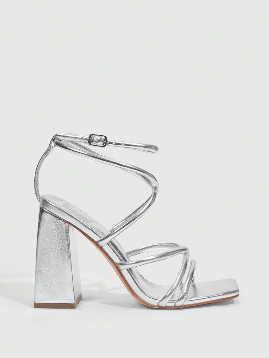 CUCCOO SZL Sapatos femininos com salto cruzado e tira no tornozelo, sandálias brancas para o verão, saltos de formatura, sapatos de festa, sapatos de volta às aulas, sapatos de estudante universitário, festa, baddie, elegante, chique, lindo estilo, natal,
