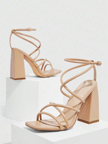 CUCCOO SZL Sapatos femininos com salto cruzado e tira no tornozelo, sandálias brancas para o verão, saltos de formatura, sapatos de festa, sapatos de volta às aulas, sapatos de estudante universitário, festa, baddie, elegante, chique, lindo estilo, natal,