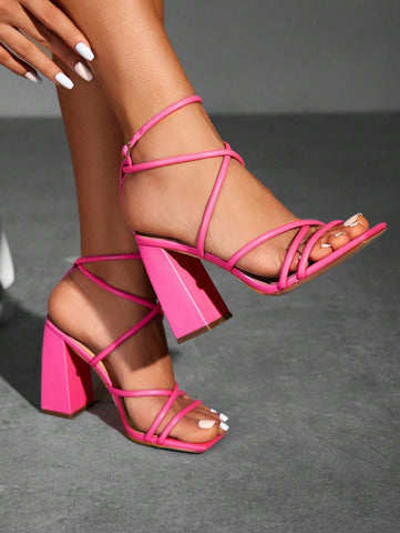 CUCCOO SZL Sapatos femininos com salto cruzado e tira no tornozelo, sandálias brancas para o verão, saltos de formatura, sapatos de festa, sapatos de volta às aulas, sapatos de estudante universitário, festa, baddie, elegante, chique, lindo estilo, natal,