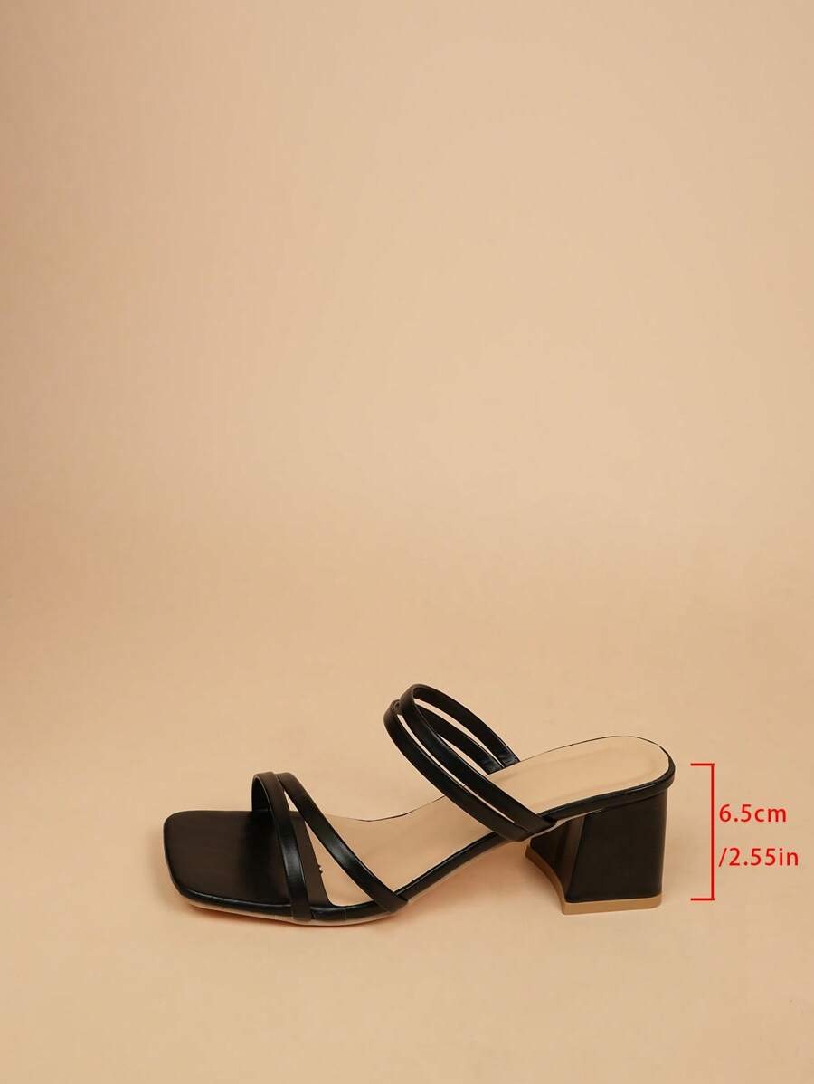 Sandálias femininas de tiras, sexy, simples, elegante, confortável, versátil, com design de salto alto robusto