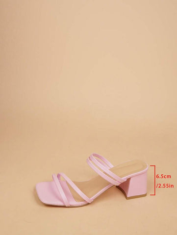 Sandálias femininas de tiras, sexy, simples, elegante, confortável, versátil, com design de salto alto robusto