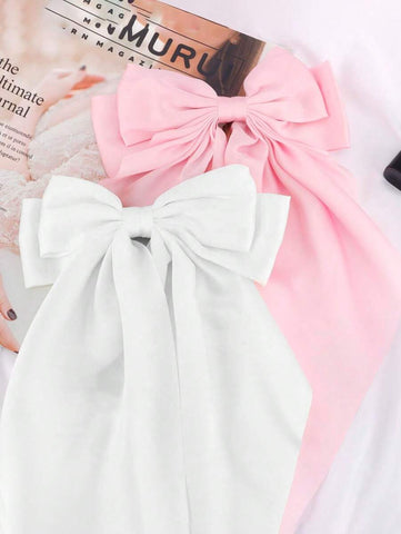 Conjunto de 2 peças de grampos de cabelo com laço longo preto e branco para mulheres, grampos de cabelo fofos para o Dia dos Namorados, grampos de cabelo com garras, presilhas de cabelo