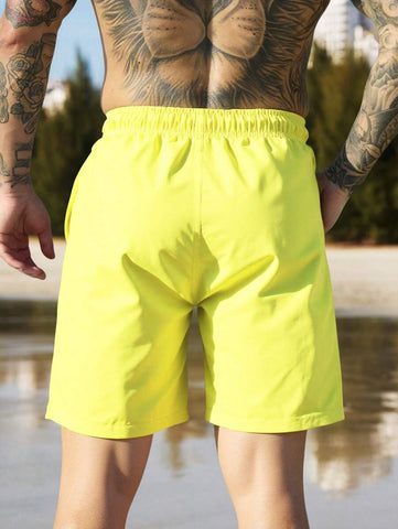 Manfinity Swimmode Homens Cintura Com Cordão Bolso Inclinado Short De Banho