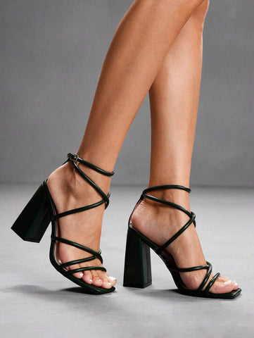 CUCCOO SZL Sapatos femininos com salto cruzado e tira no tornozelo, sandálias brancas para o verão, saltos de formatura, sapatos de festa, sapatos de volta às aulas, sapatos de estudante universitário, festa, baddie, elegante, chique, lindo estilo, natal,