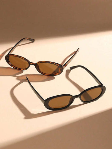 2 peças de óculos de grau ovais clássicos de plástico para mulheres, combinação para presente de feriado, férias na praia tropical, atividades ao ar livre, acessórios de praia para férias de verão, atividades ao ar livre, viagens, volta às aulas, estilo p