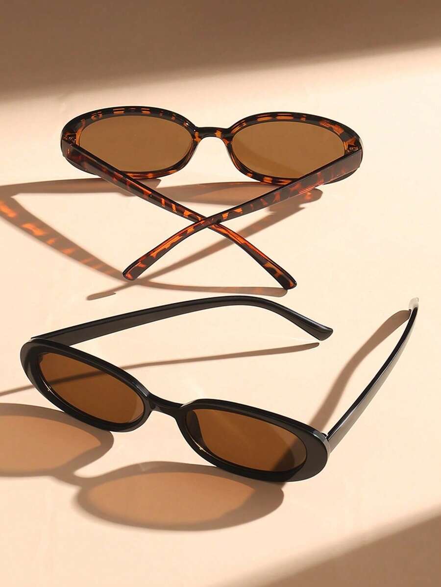 2 peças de óculos de grau ovais clássicos de plástico para mulheres, combinação para presente de feriado, férias na praia tropical, atividades ao ar livre, acessórios de praia para férias de verão, atividades ao ar livre, viagens, volta às aulas, estilo p