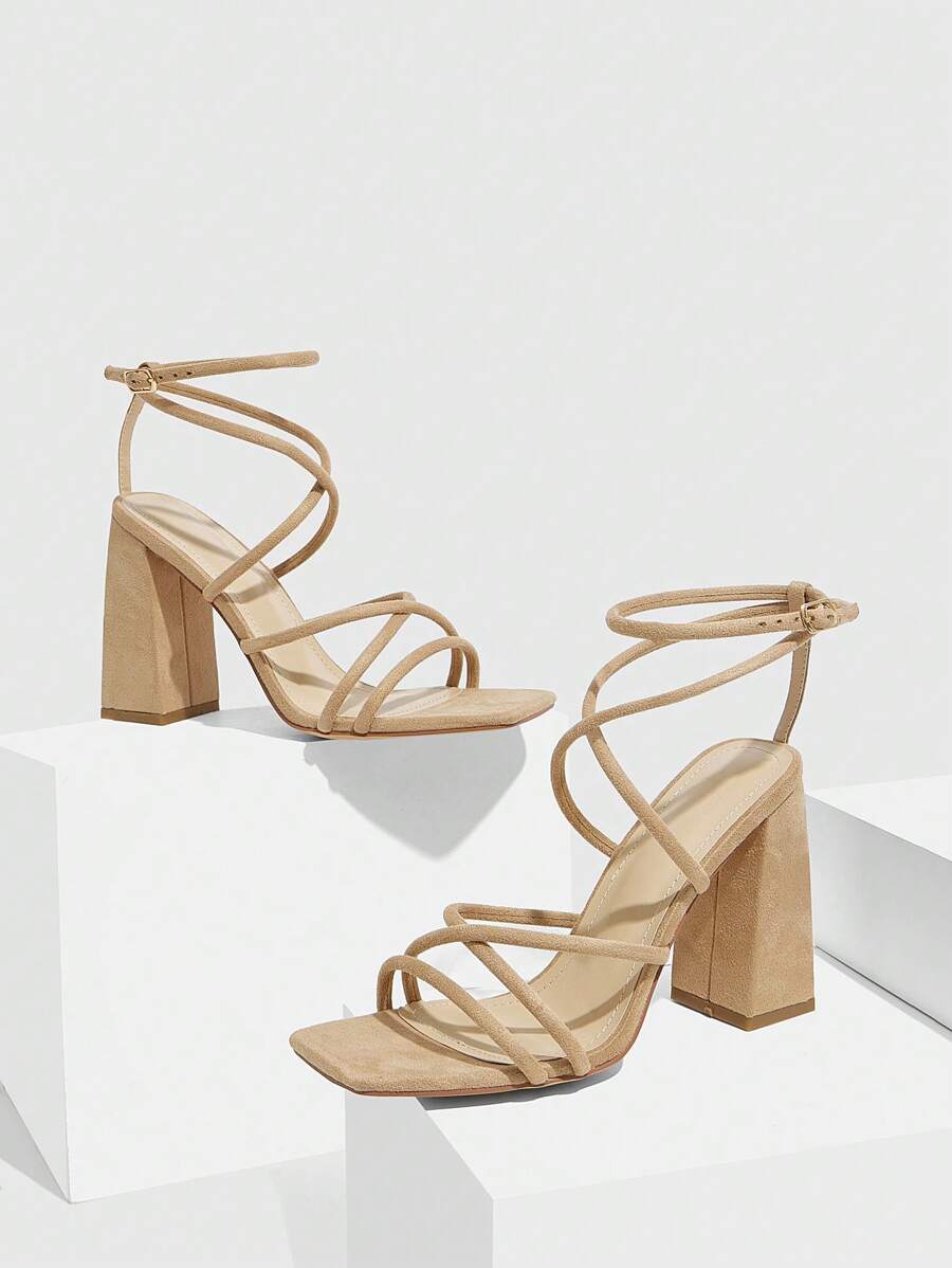 CUCCOO SZL Sapatos femininos com salto cruzado e tira no tornozelo, sandálias brancas para o verão, saltos de formatura, sapatos de festa, sapatos de volta às aulas, sapatos de estudante universitário, festa, baddie, elegante, chique, lindo estilo, natal,