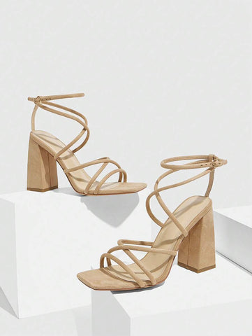 CUCCOO SZL Sapatos femininos com salto cruzado e tira no tornozelo, sandálias brancas para o verão, saltos de formatura, sapatos de festa, sapatos de volta às aulas, sapatos de estudante universitário, festa, baddie, elegante, chique, lindo estilo, natal,