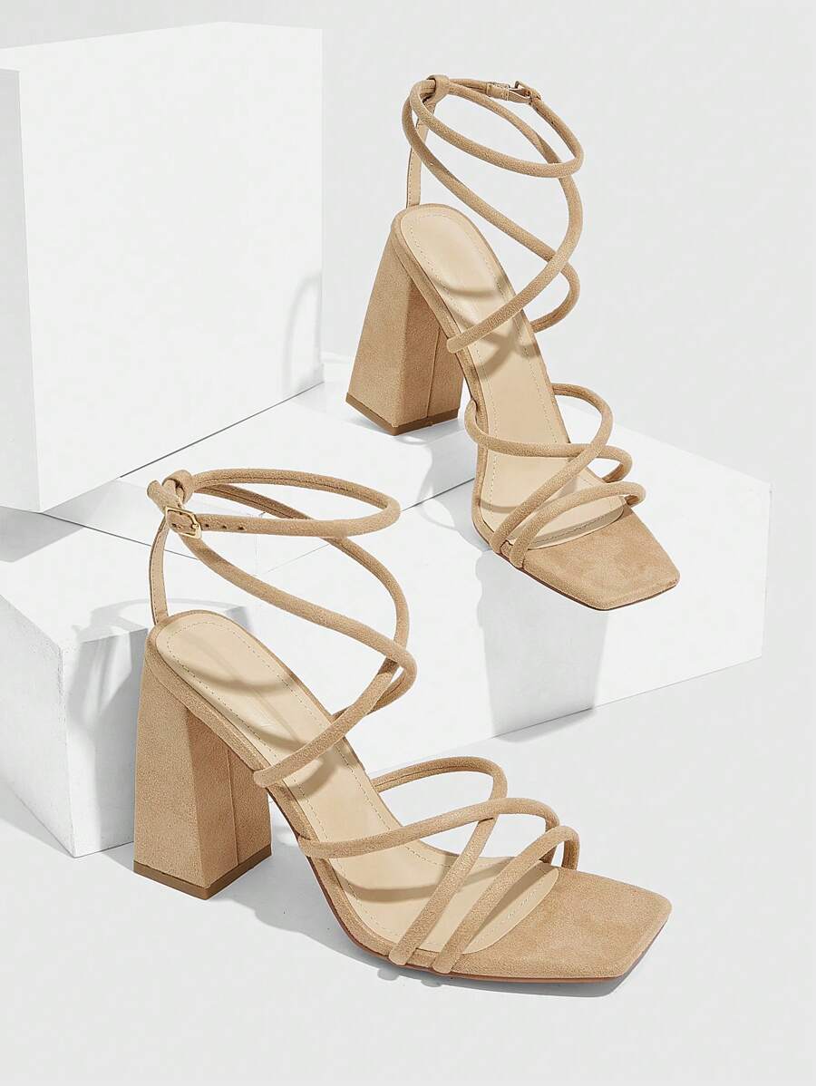 CUCCOO SZL Sapatos femininos com salto cruzado e tira no tornozelo, sandálias brancas para o verão, saltos de formatura, sapatos de festa, sapatos de volta às aulas, sapatos de estudante universitário, festa, baddie, elegante, chique, lindo estilo, natal,