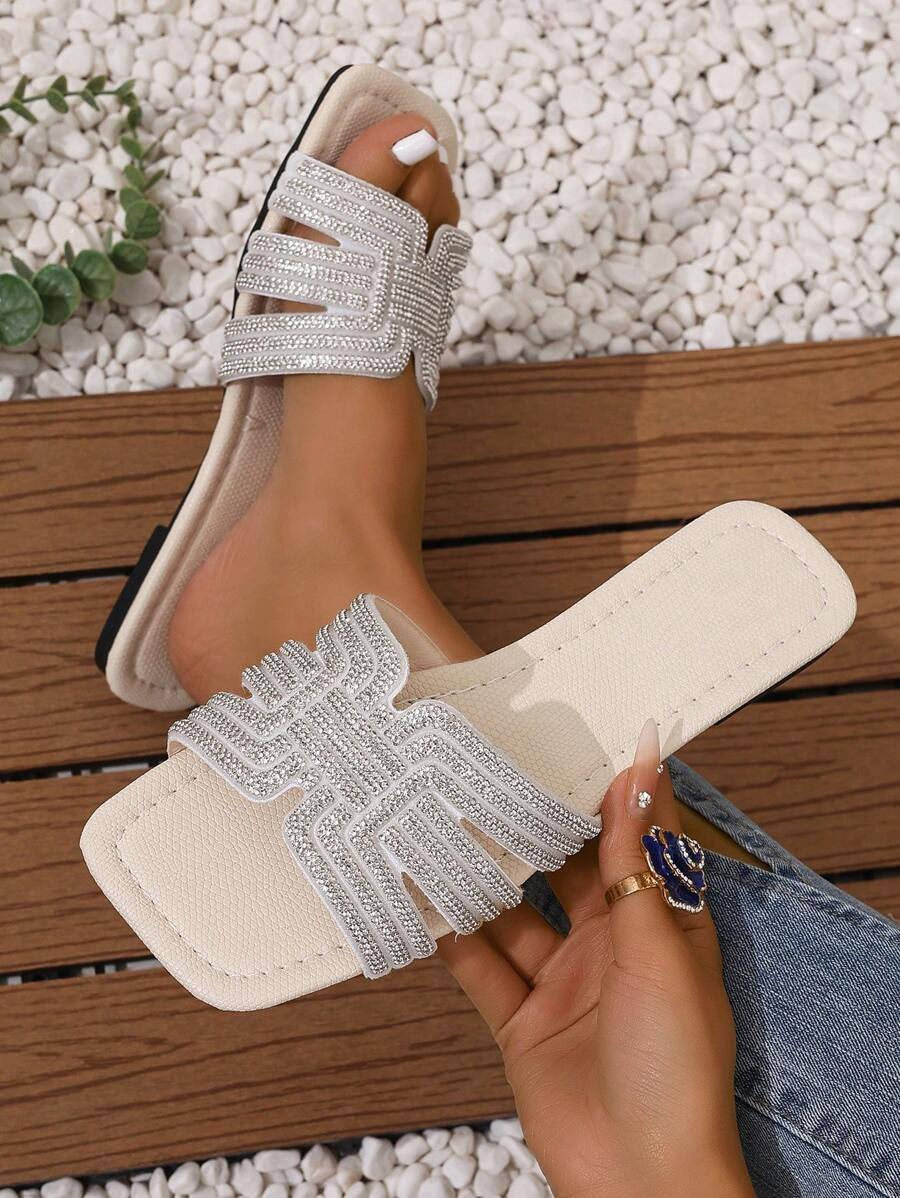 Sandálias Planas Estilo Coreano Para Mulheres, Chinelos De Praia De Verão Com Dedo Aberto, Novas Sandálias Romanas De Tricô De Outono, Sapatos Femininos Elegantes Para Saias, Praia Ou Férias