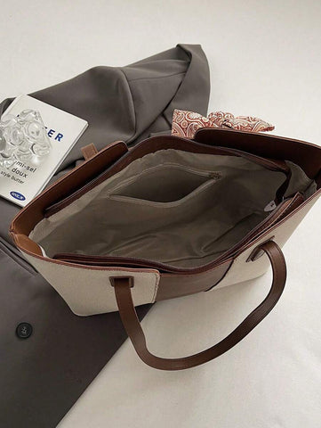 Bolsa de ombro feminina casual com zíper e grande capacidade para uso diário, bolsa de ombro nova no outono/inverno, bolsa tote de grande capacidade