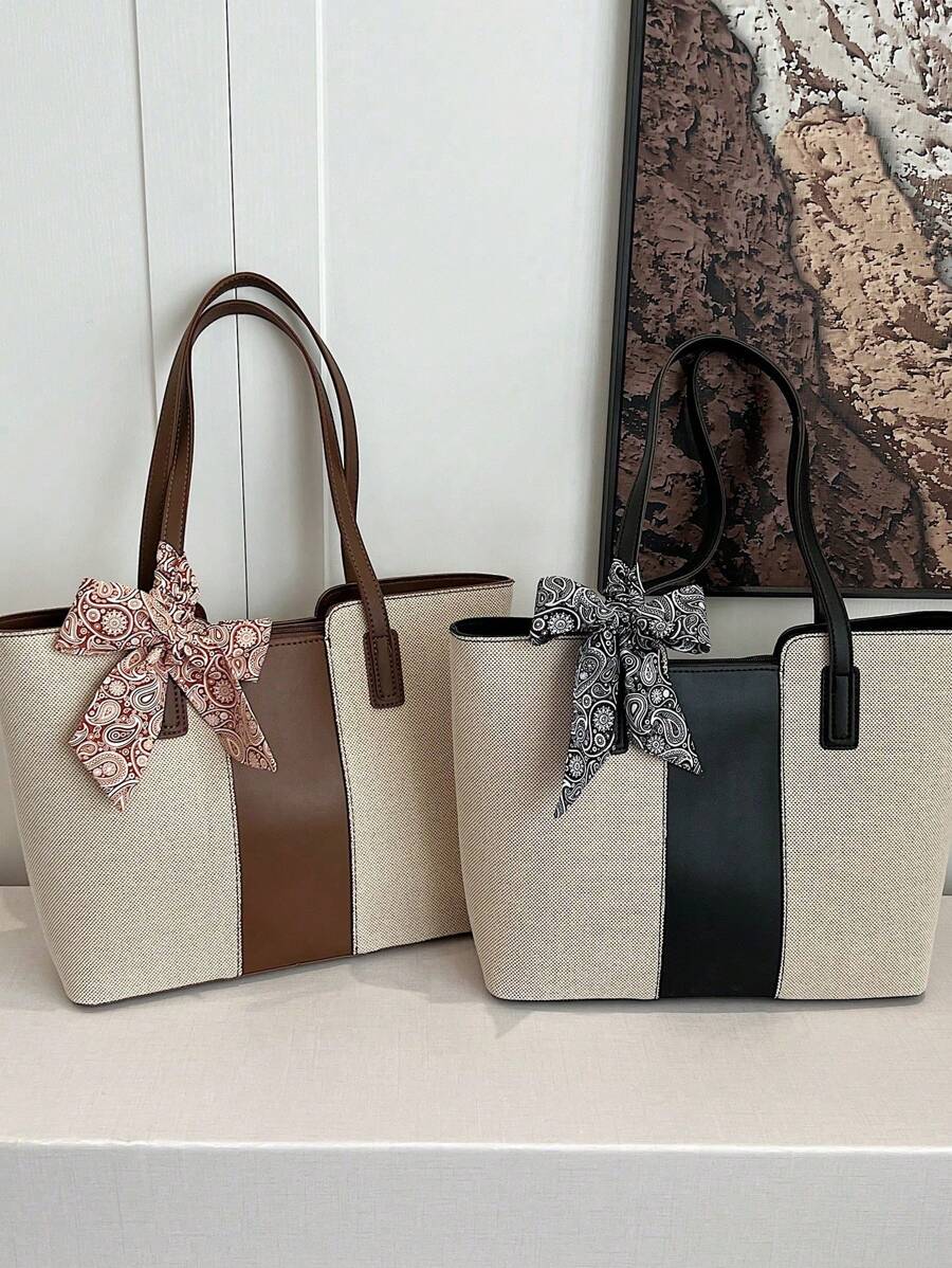 Bolsa de ombro feminina casual com zíper e grande capacidade para uso diário, bolsa de ombro nova no outono/inverno, bolsa tote de grande capacidade