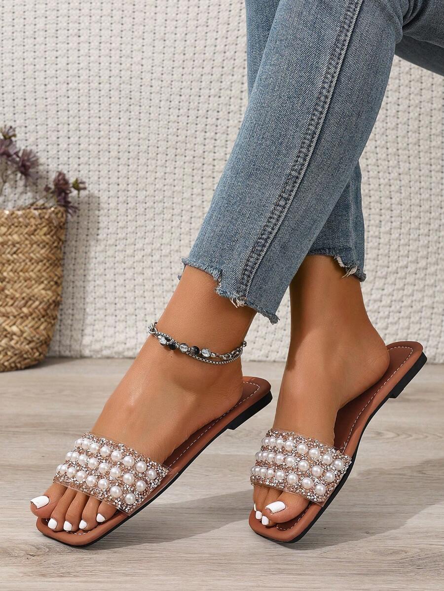 Sandálias Planas Estilo Coreano Para Mulheres, Chinelos De Praia De Verão Com Dedo Aberto, Novas Sandálias Romanas De Tricô De Outono, Sapatos Femininos Elegantes Para Saias, Praia Ou Férias