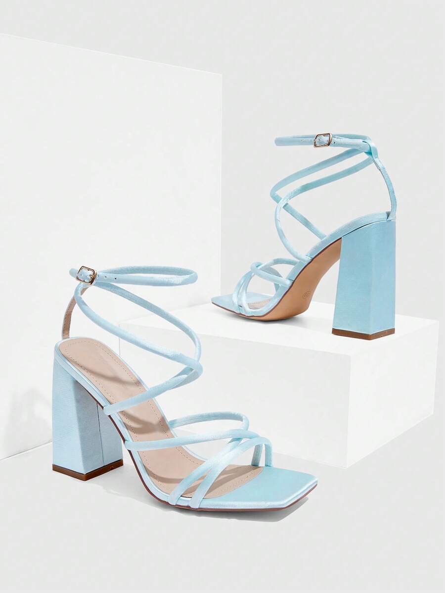 CUCCOO SZL Sapatos femininos com salto cruzado e tira no tornozelo, sandálias brancas para o verão, saltos de formatura, sapatos de festa, sapatos de volta às aulas, sapatos de estudante universitário, festa, baddie, elegante, chique, lindo estilo, natal,