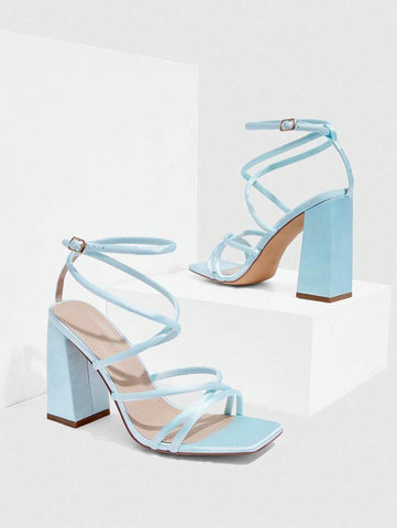 CUCCOO SZL Sapatos femininos com salto cruzado e tira no tornozelo, sandálias brancas para o verão, saltos de formatura, sapatos de festa, sapatos de volta às aulas, sapatos de estudante universitário, festa, baddie, elegante, chique, lindo estilo, natal,