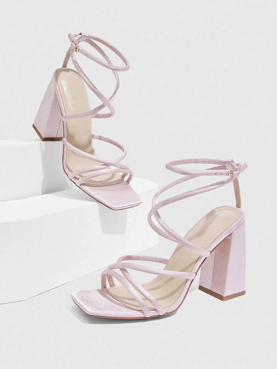 CUCCOO SZL Sapatos femininos com salto cruzado e tira no tornozelo, sandálias brancas para o verão, saltos de formatura, sapatos de festa, sapatos de volta às aulas, sapatos de estudante universitário, festa, baddie, elegante, chique, lindo estilo, natal,