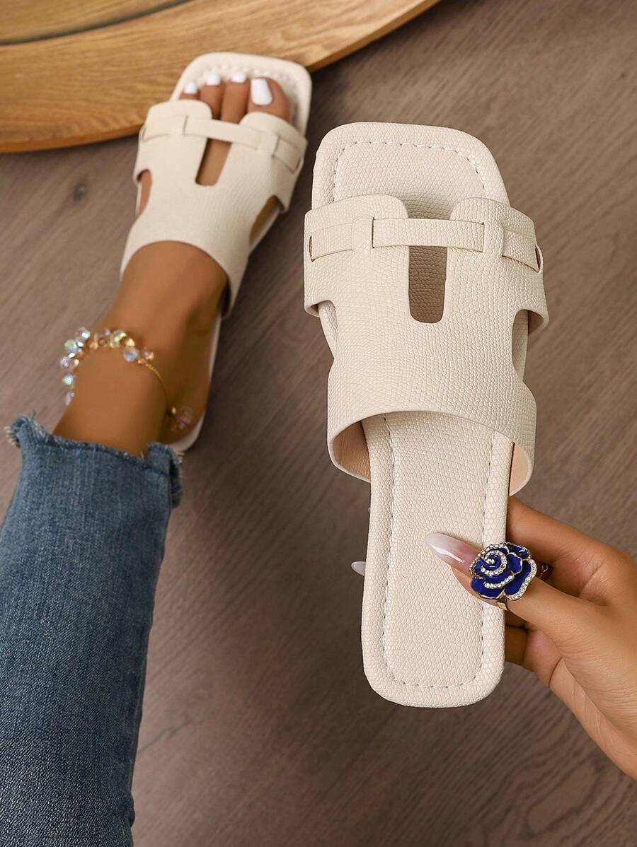 Sandálias Planas Estilo Coreano Para Mulheres, Chinelos De Praia De Verão Com Dedo Aberto, Novas Sandálias Romanas De Tricô De Outono, Sapatos Femininos Elegantes Para Saias, Praia Ou Férias