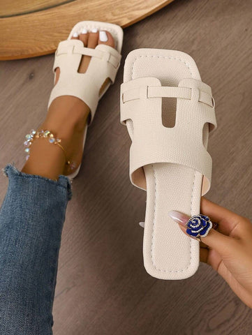 Sandálias Planas Estilo Coreano Para Mulheres, Chinelos De Praia De Verão Com Dedo Aberto, Novas Sandálias Romanas De Tricô De Outono, Sapatos Femininos Elegantes Para Saias, Praia Ou Férias