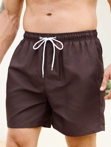 Manfinity Swimmode Homens Cintura Com Cordão Bolso Inclinado Short De Banho