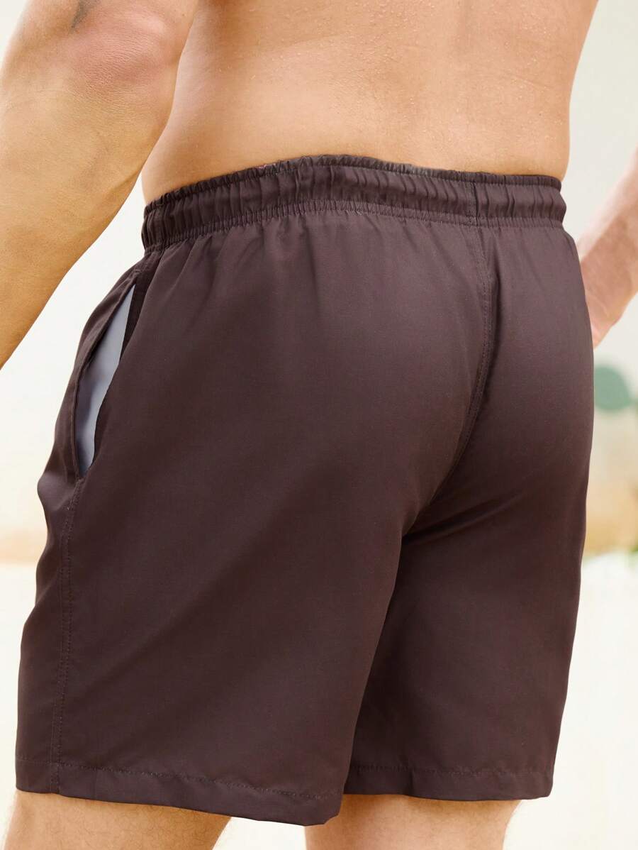 Manfinity Swimmode Homens Cintura Com Cordão Bolso Inclinado Short De Banho