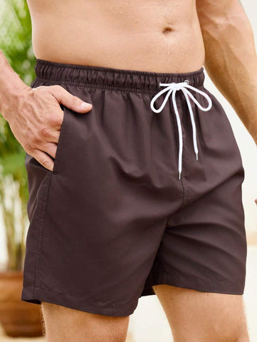 Manfinity Swimmode Homens Cintura Com Cordão Bolso Inclinado Short De Banho