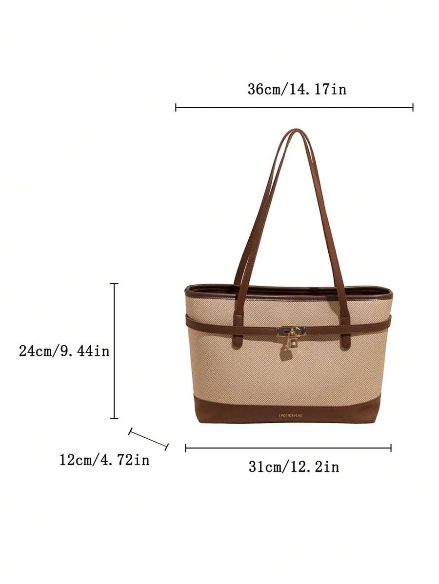Bolsa de ombro feminina casual com zíper e grande capacidade para uso diário, bolsa de ombro nova no outono/inverno, bolsa tote de grande capacidade