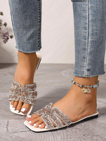Sandálias Planas Estilo Coreano Para Mulheres, Chinelos De Praia De Verão Com Dedo Aberto, Novas Sandálias Romanas De Tricô De Outono, Sapatos Femininos Elegantes Para Saias, Praia Ou Férias